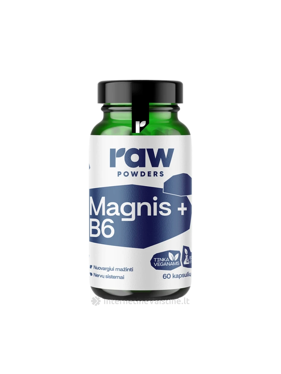 RAW POWDERS BioActive Magnesium and B6 PLUS kaps. N60, 60 vnt. | internetinevaistine.lt