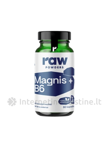 RAW POWDERS BioActive Magnesium and B6 PLUS kaps. N60, 60 vnt. | internetinevaistine.lt