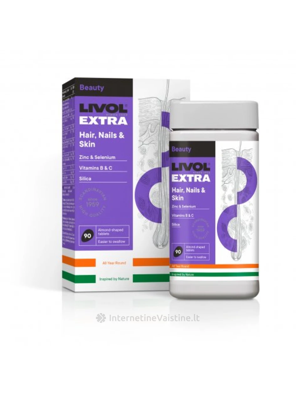 LIVOL Extra Hair, Nails & Skin tab. N90, Nails & Skin tab. N90 | internetinevaistine.lt