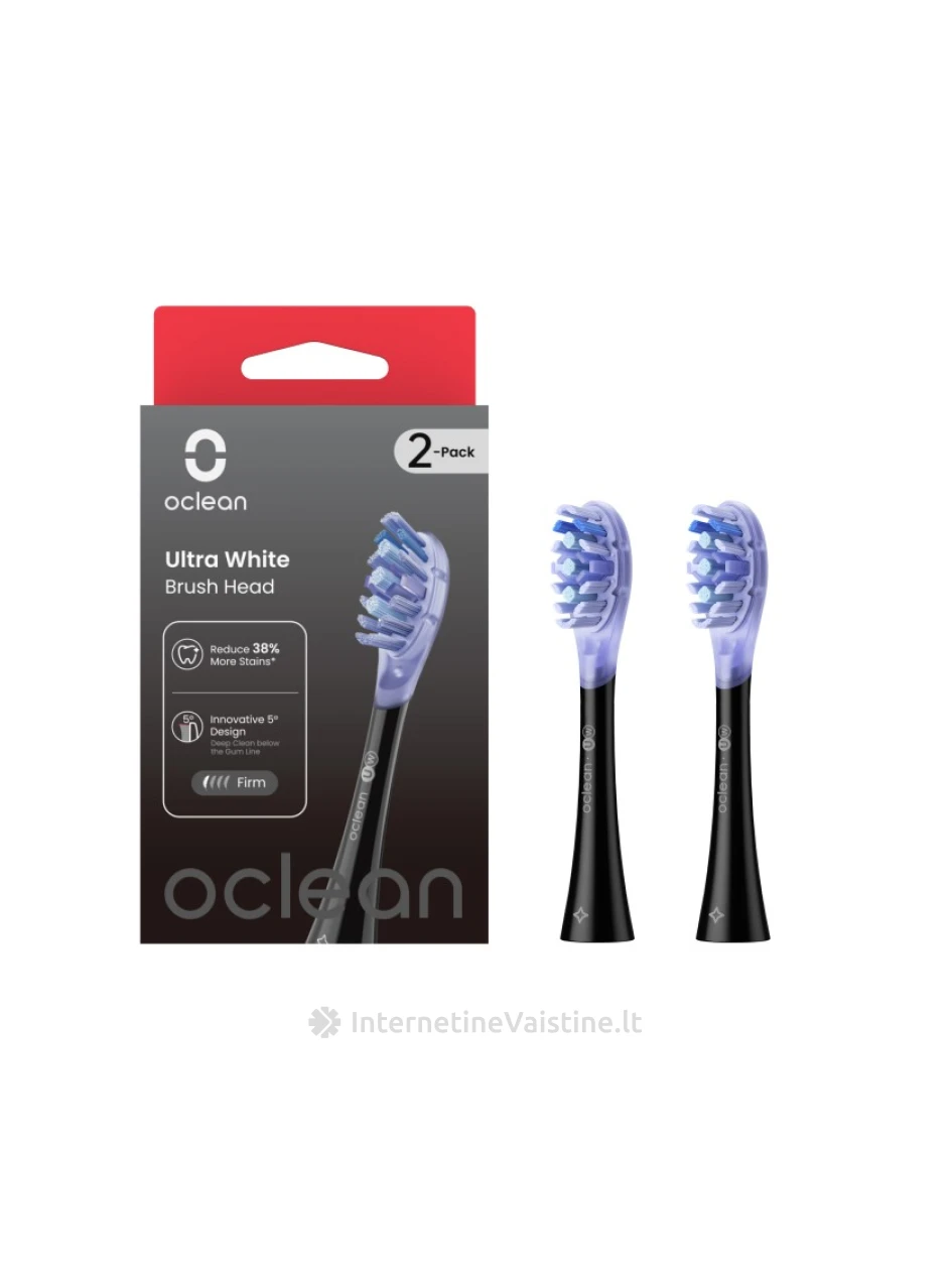 OCLEAN Ultra White Brush W02 Black elektrinio šepetelio galvutės, N2 | internetinevaistine.lt