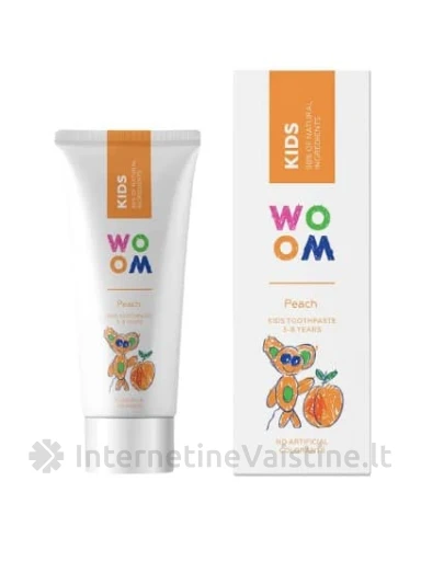 WOOM dantų pasta vaikams KIDS PEACH, persikų skonio, 3–8 m., 50 ml, Vnt | internetinevaistine.lt