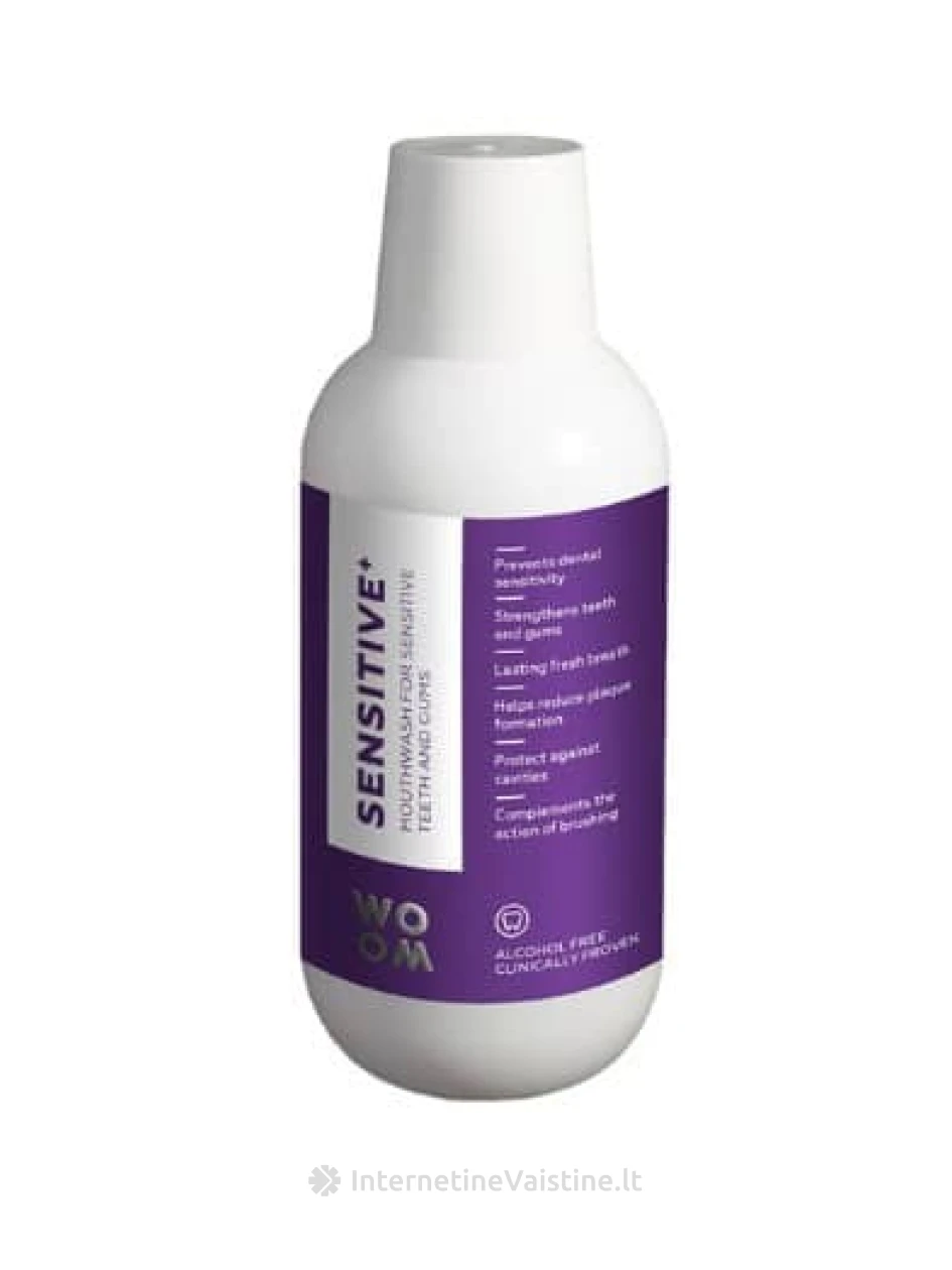 WOOM burnos skalavimo skystis jautriems dantims ir dantenoms SENSITIVE +, 500 ml, Vnt | internetinevaistine.lt