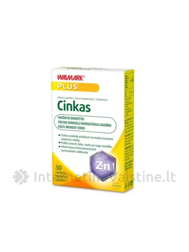 WALMARK maisto papildas CINKAS 15 mg, tab. N30 | internetinevaistine.lt