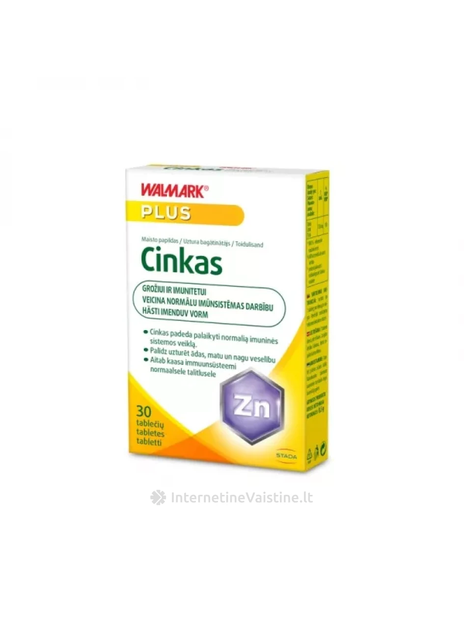 WALMARK maisto papildas CINKAS 15 mg, tab. N30 | internetinevaistine.lt