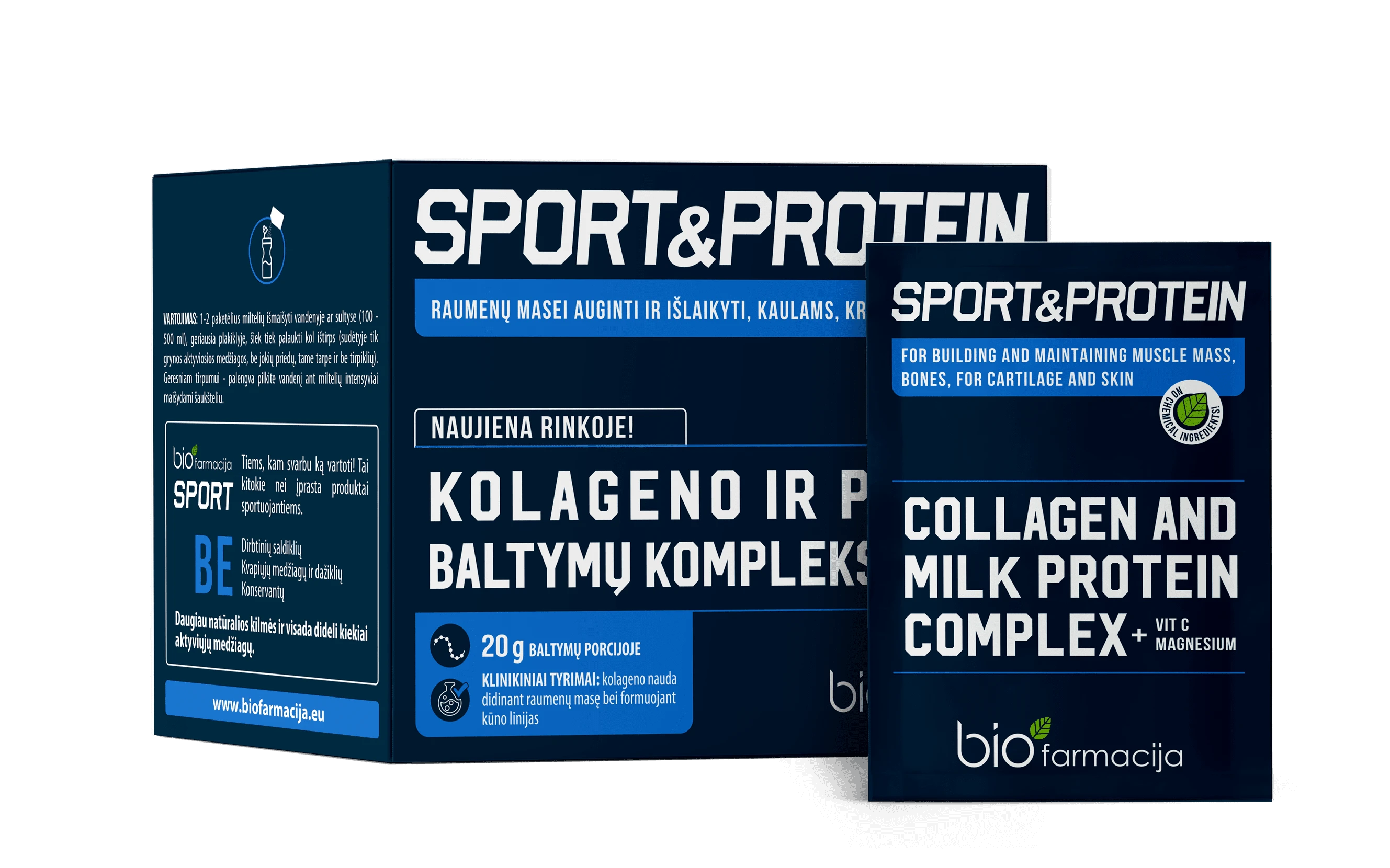 BIOFARMACIJA maisto papildas milteliais SPORTS & PROTEIN, 28 pak.
