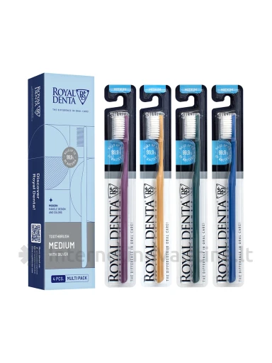 ROYAL DENTA dantų šepetėlių rinkinys SILVER MEDIUM (431), 4 vnt. (431) | internetinevaistine.lt