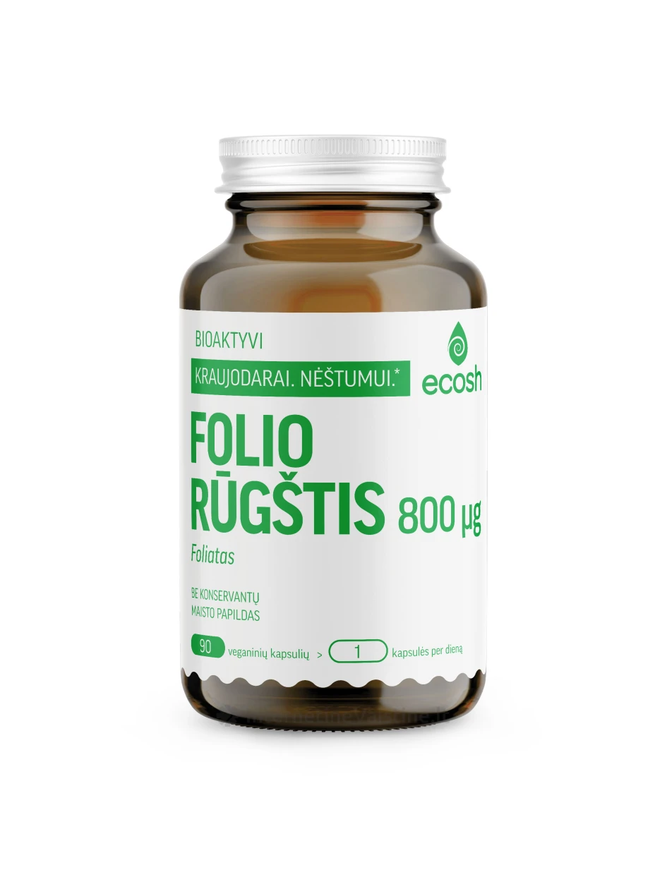 ECOSH bioaktyvi folio rūgštis (foliatas), 800 µg, 90 kapsulių | internetinevaistine.lt