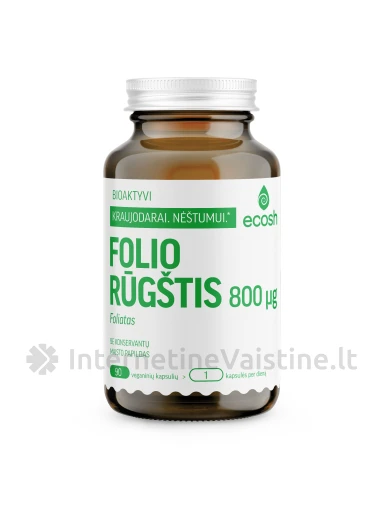 ECOSH bioaktyvi folio rūgštis (foliatas), 800 µg, 90 kapsulių | internetinevaistine.lt