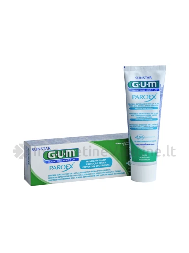 G.U.M.® (1750) Paroex Dantų pasta 0,06% chlorhexidine + CPC 75ml priešuždegiminė serija, N1 | internetinevaistine.lt