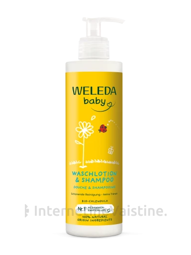 WELEDA Calendula Baby šampūnas ir kūno prausiklis vaikams su medetkom, 400 ml | internetinevaistine.lt