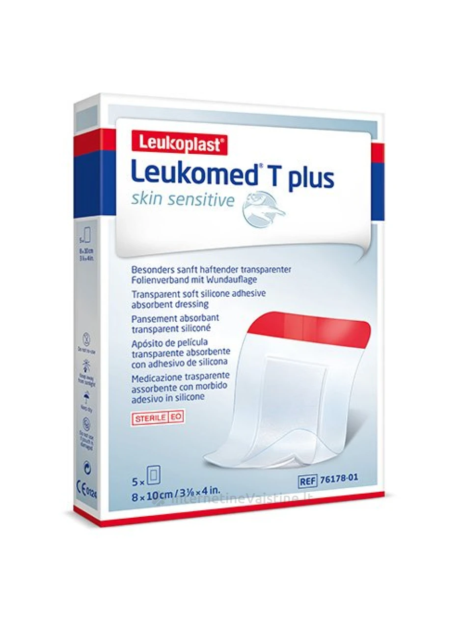 LEUKOPLAST LEUKOMED T PLUS Skin Sensitive skaidrus lipnus sterilus absorbuojantis tvarstis 8cmx10cm, 5 vnt. | internetinevaistine.lt