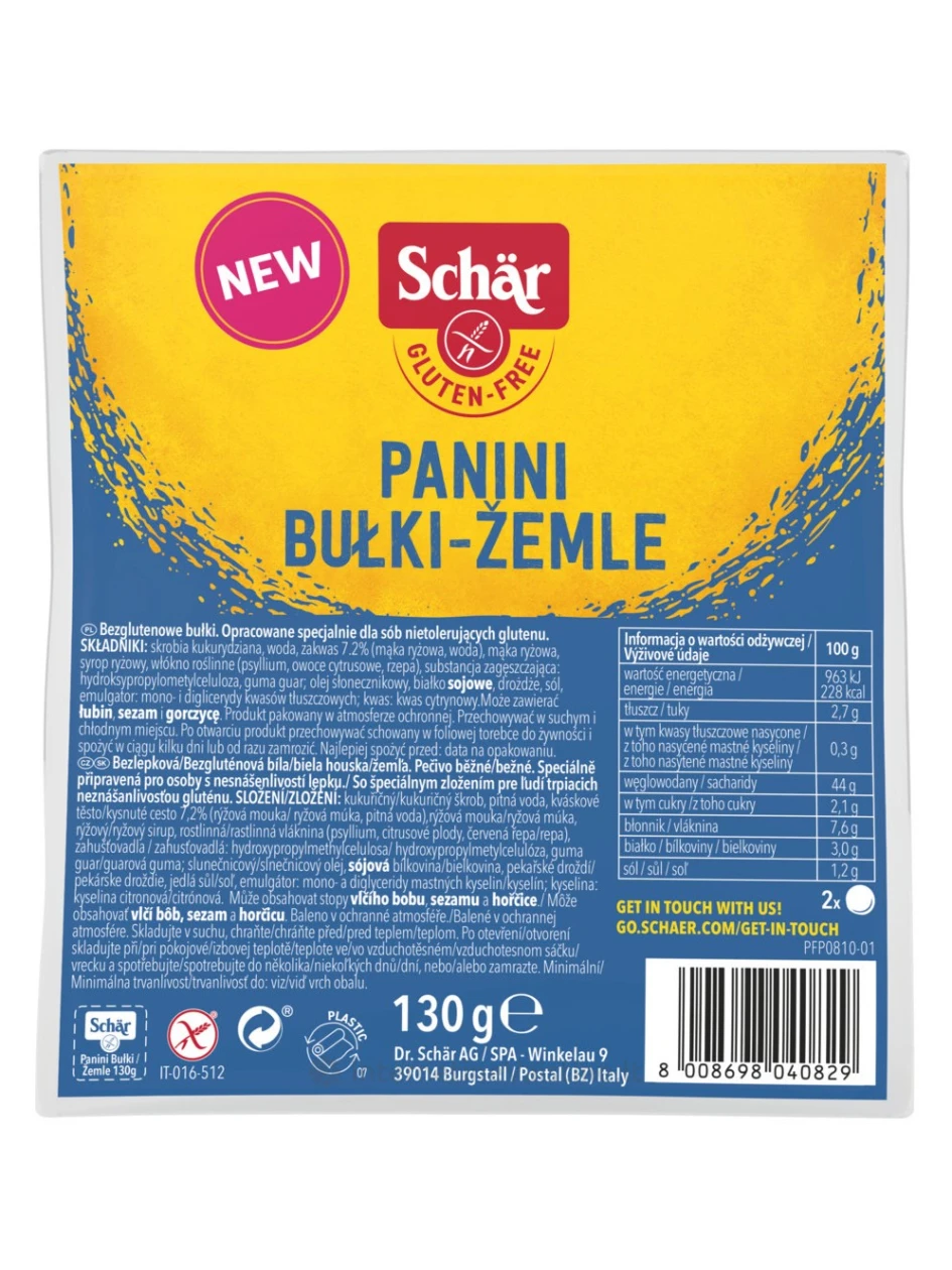 Schär PANINI WHITE – bandelės be glitimo, 130g | internetinevaistine.lt