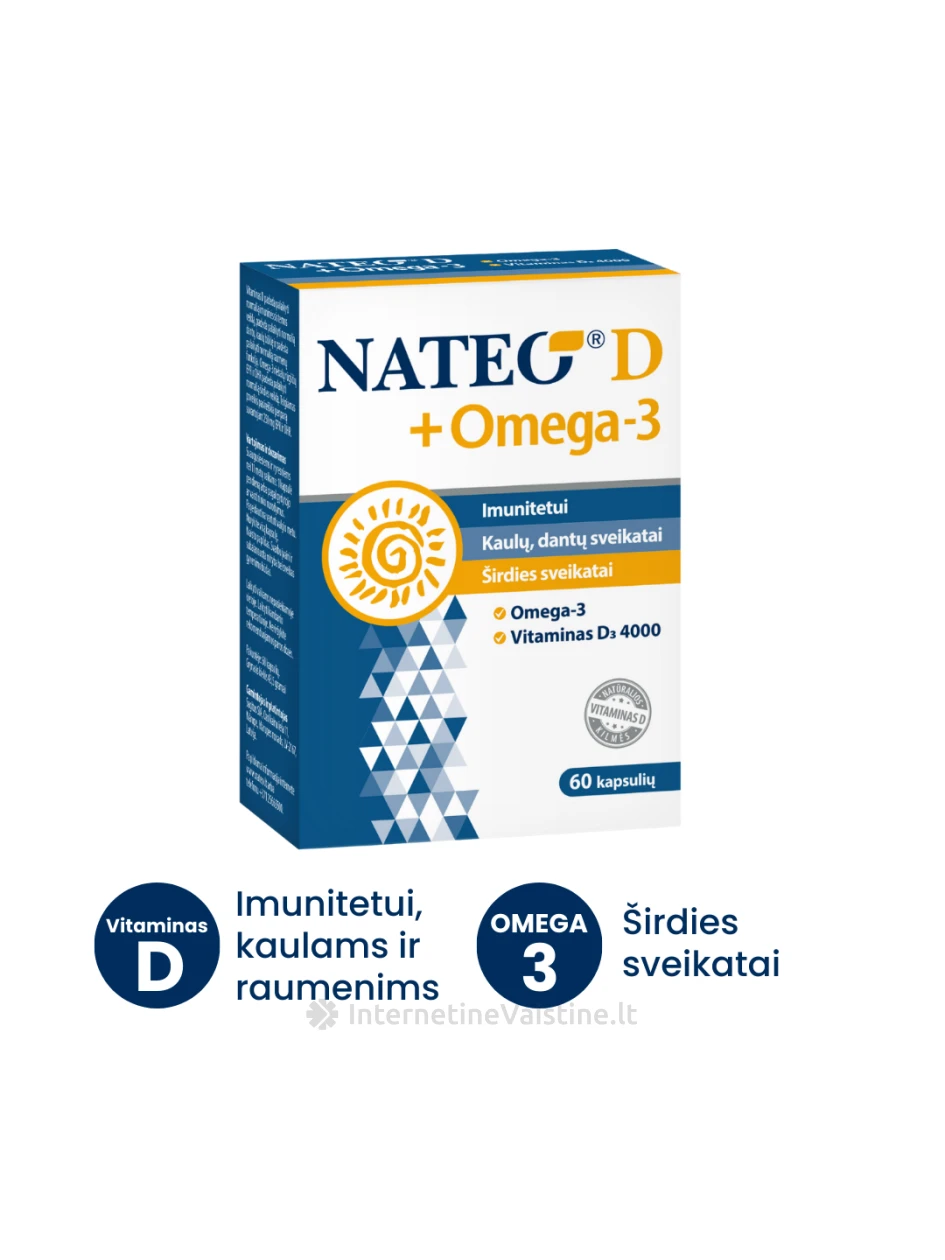 NATEO® D + Omega-3 IU4000, 60 kapsulių, 60 kapsulių | internetinevaistine.lt