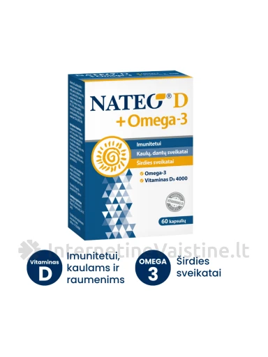 NATEO® D + Omega-3 IU4000, 60 kapsulių, 60 kapsulių | internetinevaistine.lt