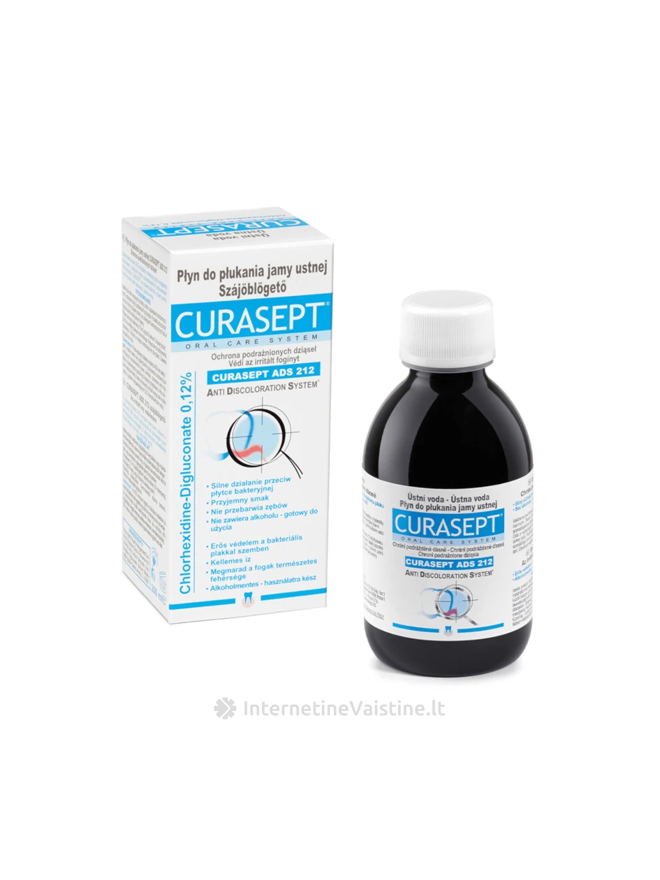 CURASEPT skalavimo skystis su 0,12% chlorheksidino ADS 212, 200 ml, Vnt | internetinevaistine.lt