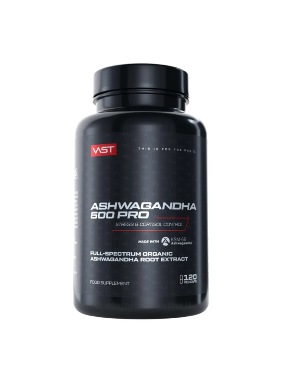 VAST Ashwagandha 600 PRO KSM-66 kaps. N120 | internetinevaistine.lt