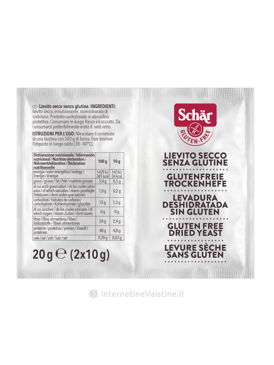 Schär LIEVITO – mielės be glitimo, 20 g (2x10g) | internetinevaistine.lt