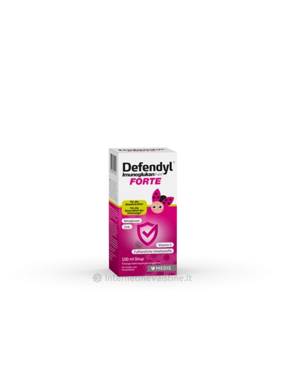 DEFENDYL-IMUNOGLUKAN P4H FORTE JUNIOR, serbentų skonio, nuo 3 m., 100 m, 100 ml | internetinevaistine.lt