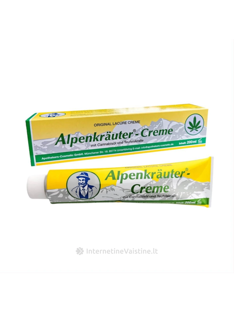 ALPENKRAUTER, Kremas su kanapių aliejumi ir velnio letenėlių ekstraktu, 200ml, Vnt | internetinevaistine.lt