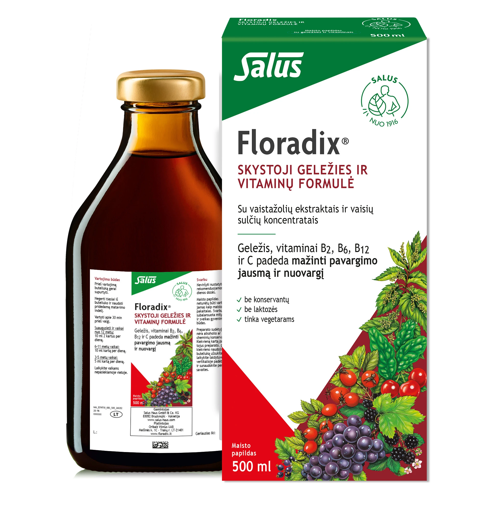 Floradix Skystoji geležies ir vitaminų formulė, 500ml
