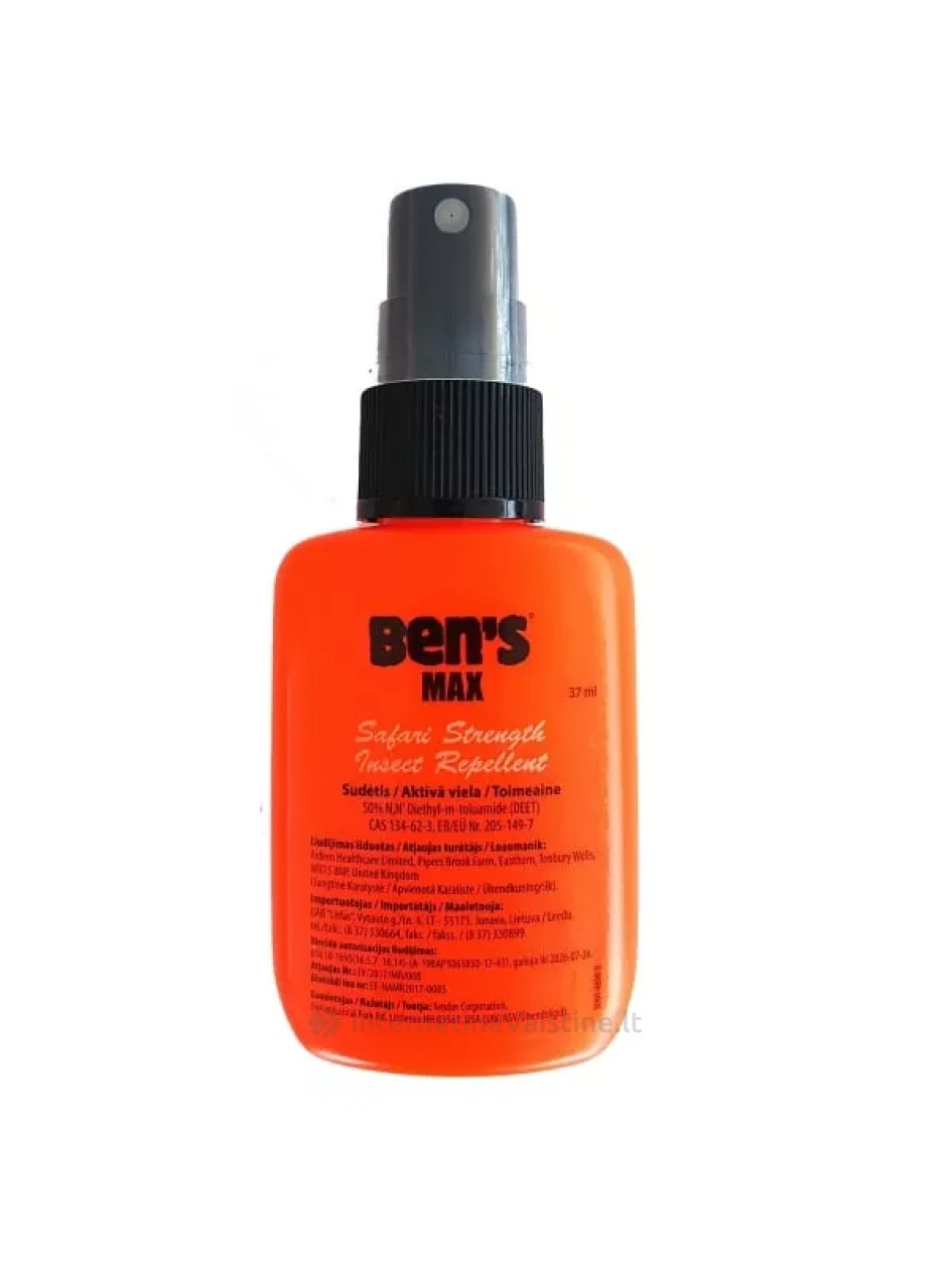 BEN'S purškiamas repelentas MAX, 37 ml | internetinevaistine.lt