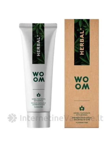 WOOM natūrali augalinė dantų pasta su kanapių aliejumi HERBAL+, 75 ml, Vnt | internetinevaistine.lt