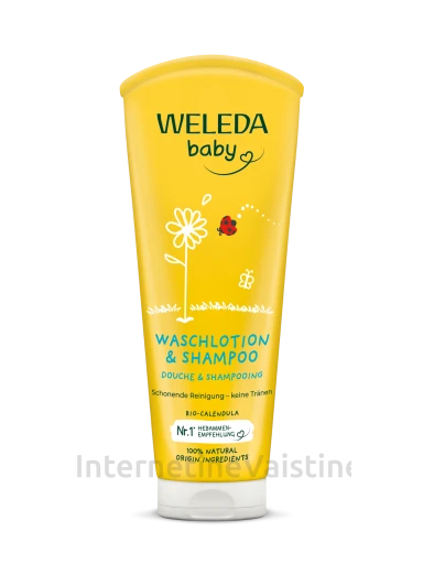 WELEDA Calendula Baby šampūnas ir kūno prausiklis vaikams su medetkom, 200 ml | internetinevaistine.lt