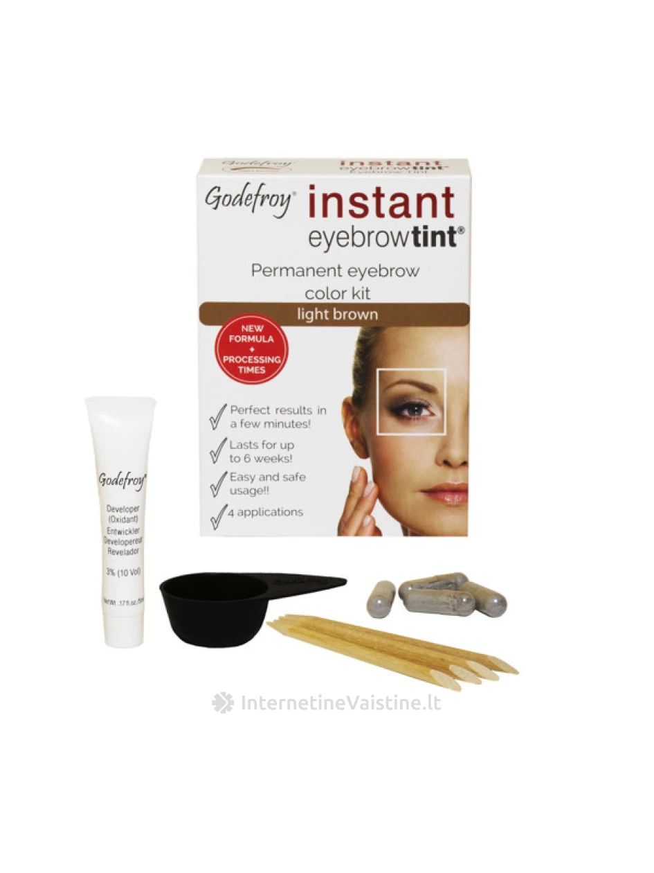 GODEFROY antakių dažymo rinkinys LIGHT BROWN, šviesiai ruda spalva, 1 vnt. | internetinevaistine.lt