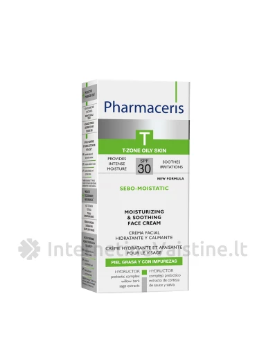 PHARMACERIS T,SEBO-MOISTATIC 50ml drėk.-ramin.kremas veidui SPF30, N1 | internetinevaistine.lt