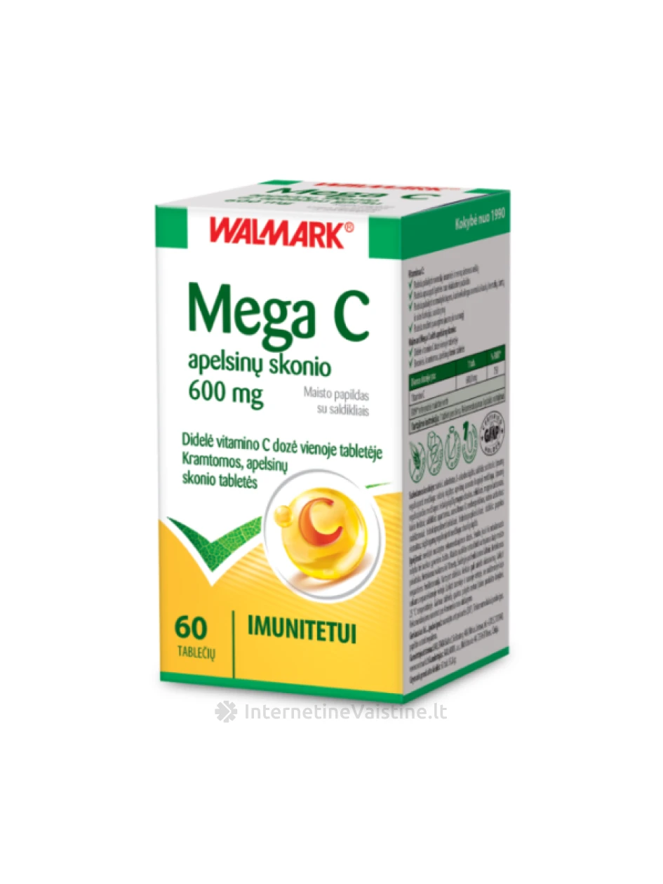 WALMARK MEGA C 600mg apelsinų sk. tab. N60 | internetinevaistine.lt