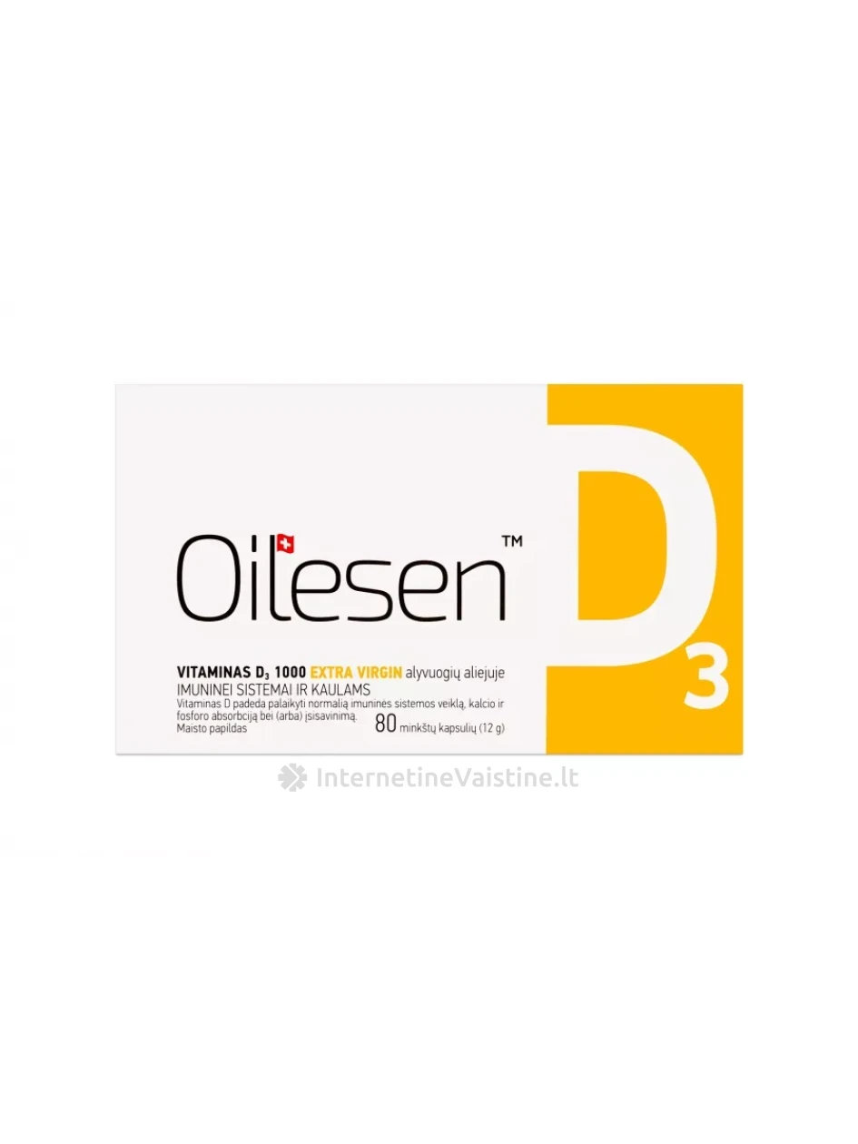 OILESEN Vitaminas D3 1000 kaps. N80 | internetinevaistine.lt