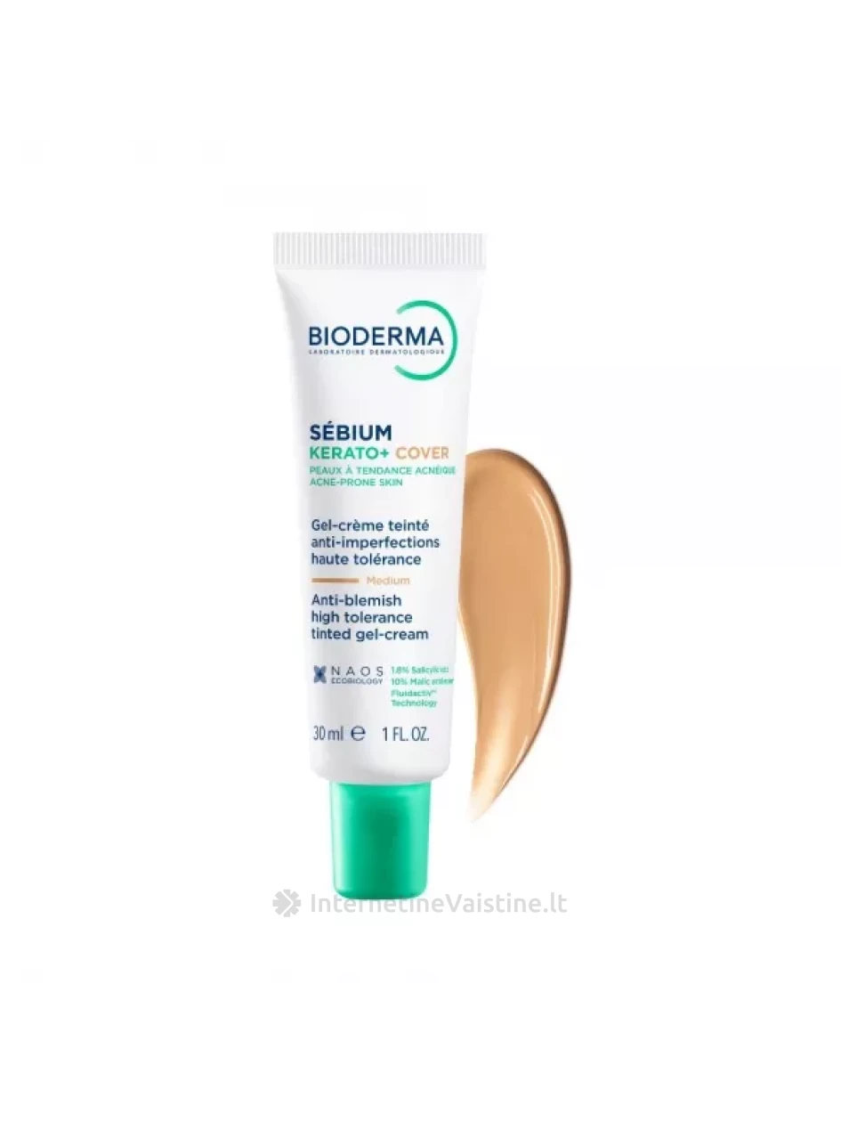 BIODERMA veido kremas-gelis SEBIUM KERATO+ COVER, 30 ml | internetinevaistine.lt