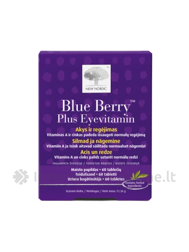 NEW NORDIC BLUE BERRY PLUS EYEVITAMIN TAB. N60 | internetinevaistine.lt