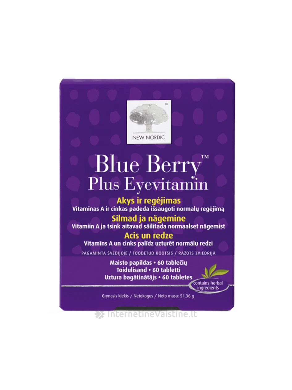 NEW NORDIC BLUE BERRY PLUS EYEVITAMIN TAB. N60 | internetinevaistine.lt