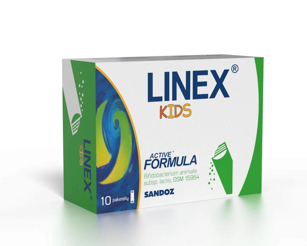 LINEX maisto papildas milteliais KIDS, 10 pak.