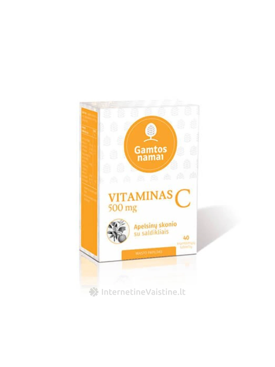 VITAMINAS C 500mg kramt. tab. N40, 40 vnt. | internetinevaistine.lt