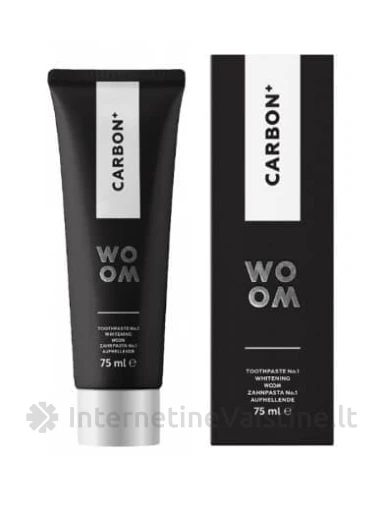 WOOM balinamoji dantų pasta su aktyvuota anglimi CARBON+, 75 ml, Vnt | internetinevaistine.lt