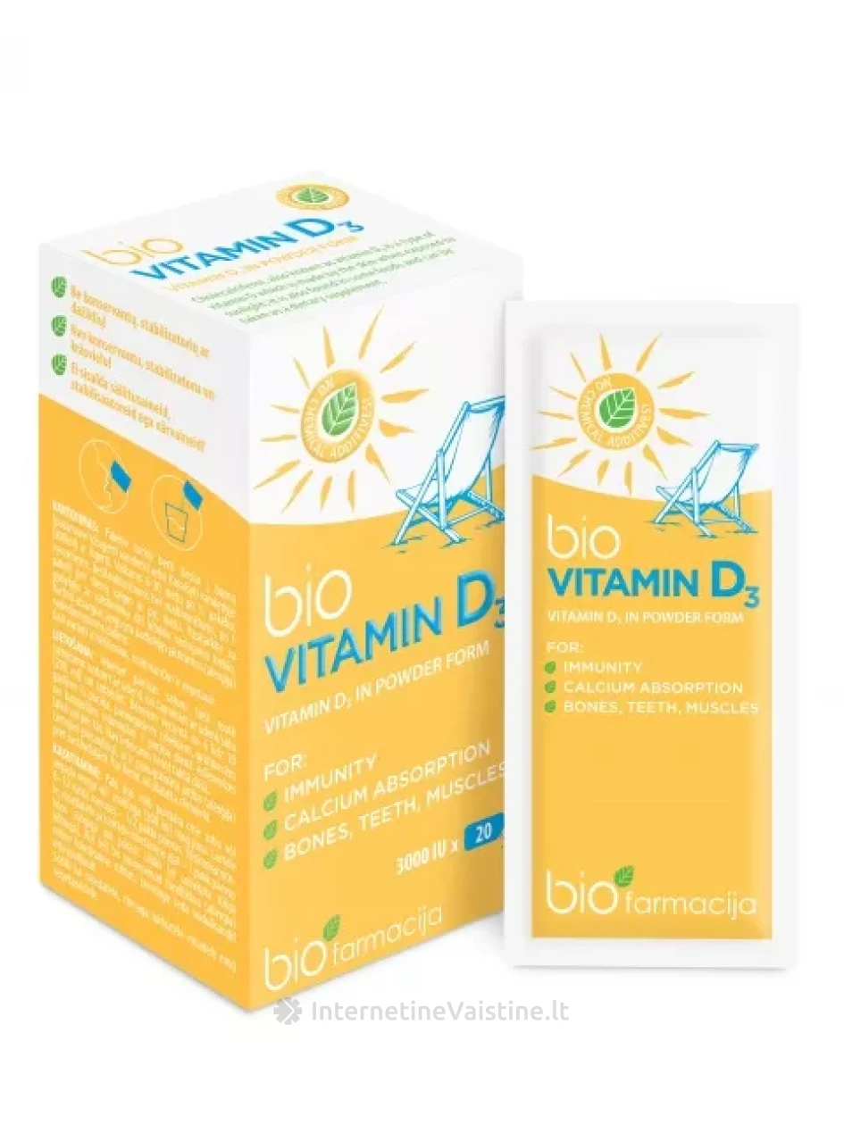bioVITAMINAS D3, 20 pakelių | internetinevaistine.lt