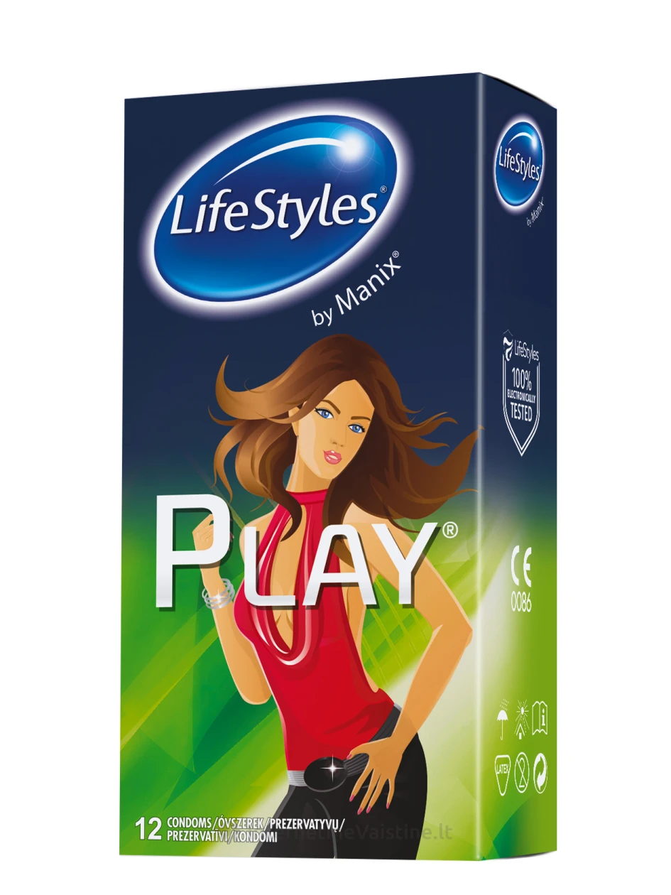 Prezervatyvai LIFESTYLES PLAY, 12 vnt, 12vnt. | internetinevaistine.lt