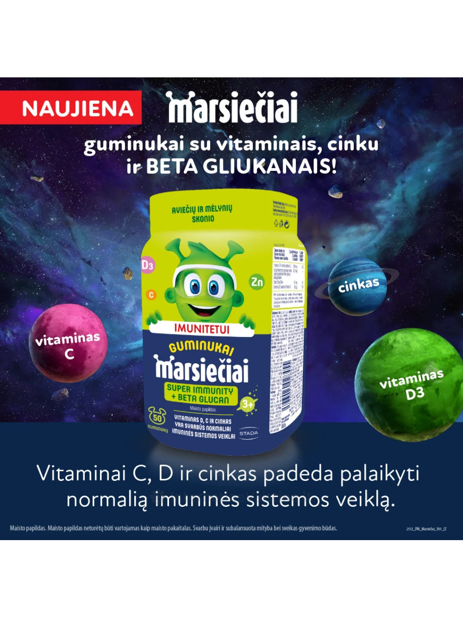 MARSIEČIAI maisto papildas SUPER IMMUNITY gum., N50 | internetinevaistine.lt