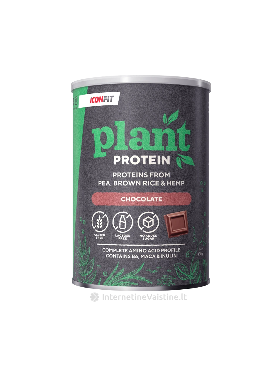 ICONFIT augaliniai baltymai (šokolado sk.), 480 g | internetinevaistine.lt