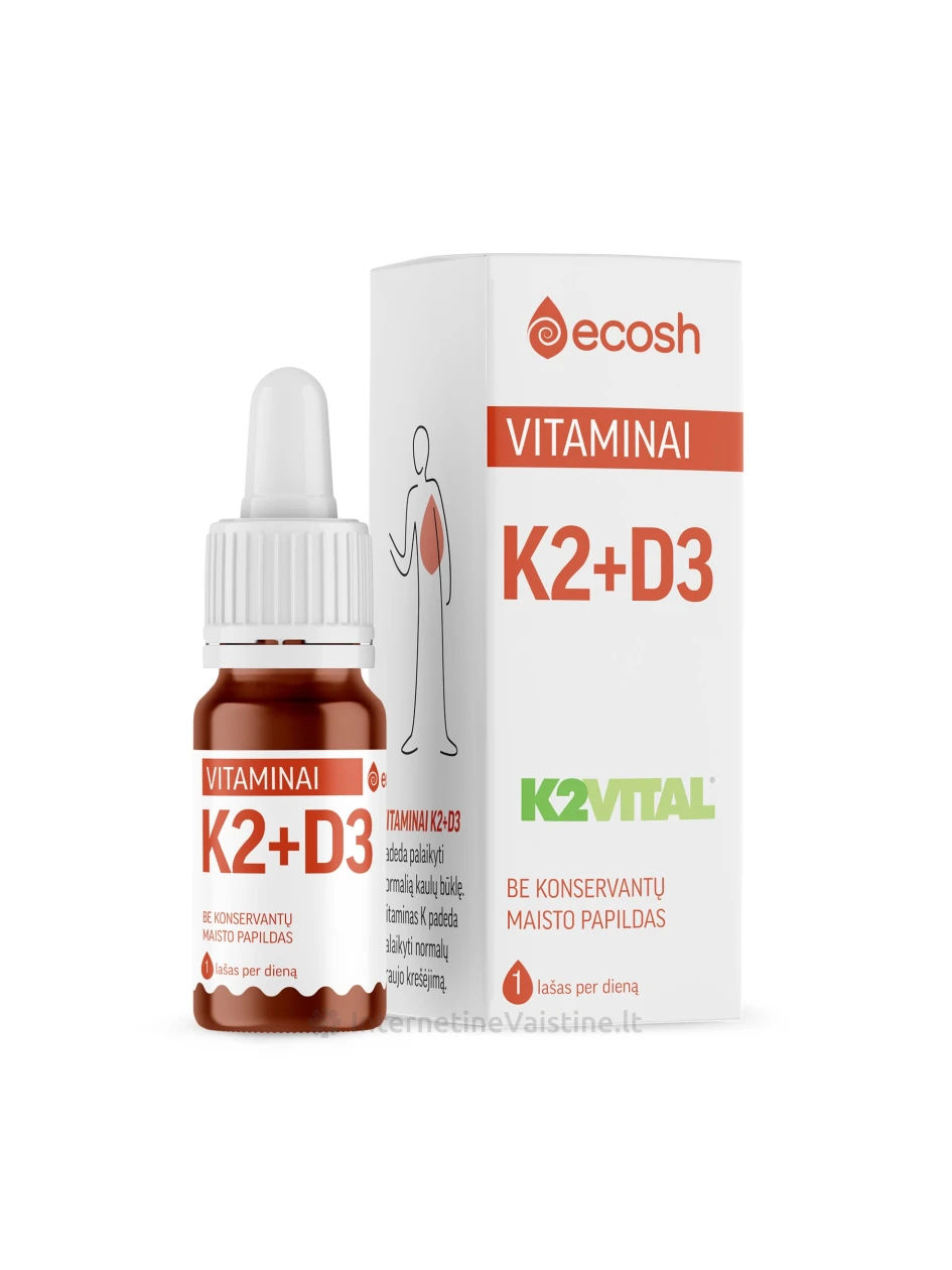 ECOSH vit. K2(45μg) + D3(2000IU, 50μg), 10ml | internetinevaistine.lt