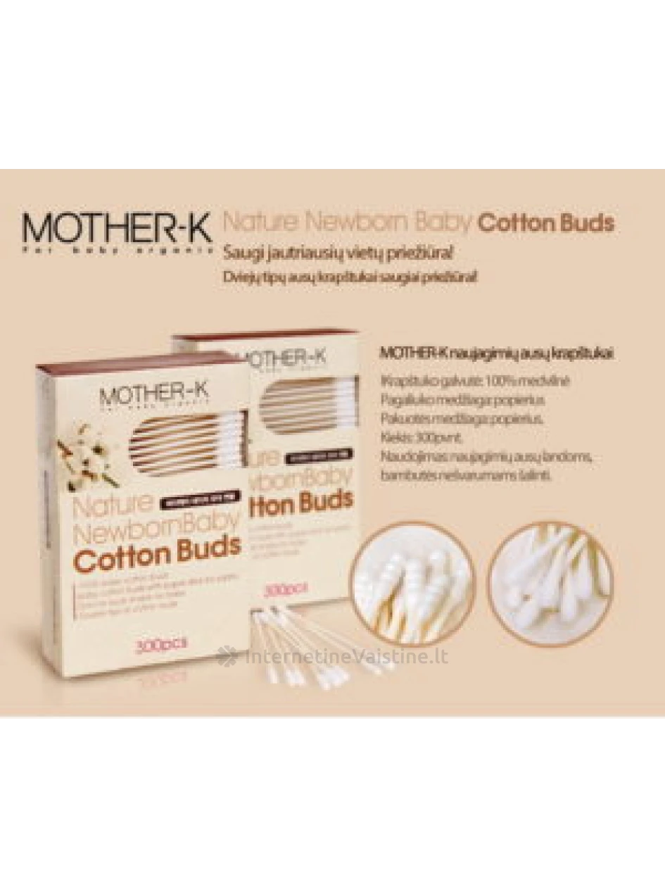 Vatos krapšt. MOTHER-K medv. su popier. pagaliuku N300, 300 vnt. | internetinevaistine.lt