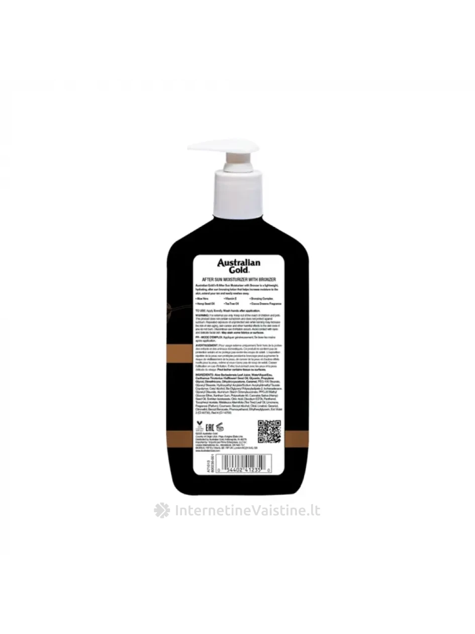 AUSTRALIAN GOLD pienelis po deginimosi drėkin. su bronzantais, 473 ml | internetinevaistine.lt