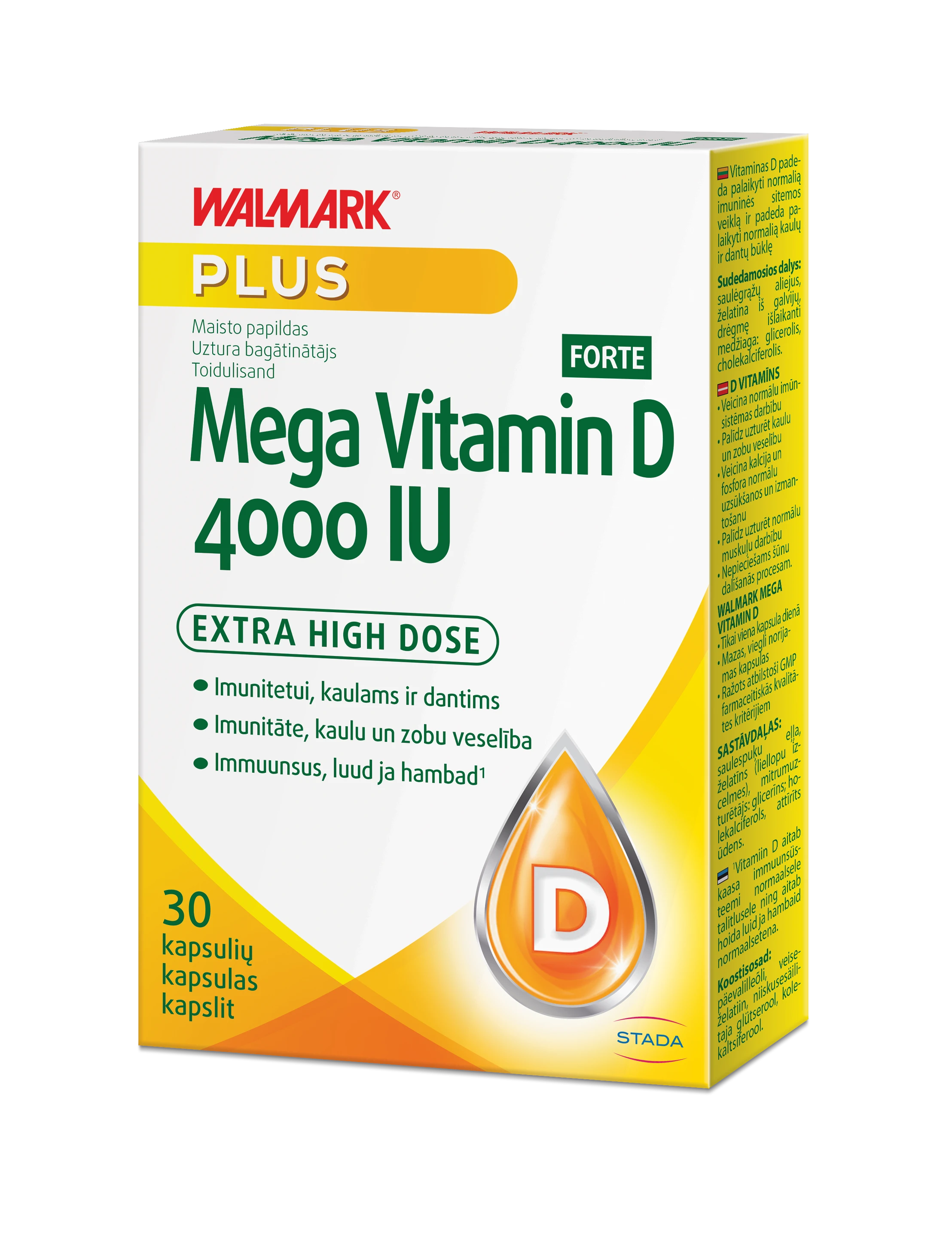 WALMARK MEGA VITAMIN D FORTE, 4000IU, kaps. N30