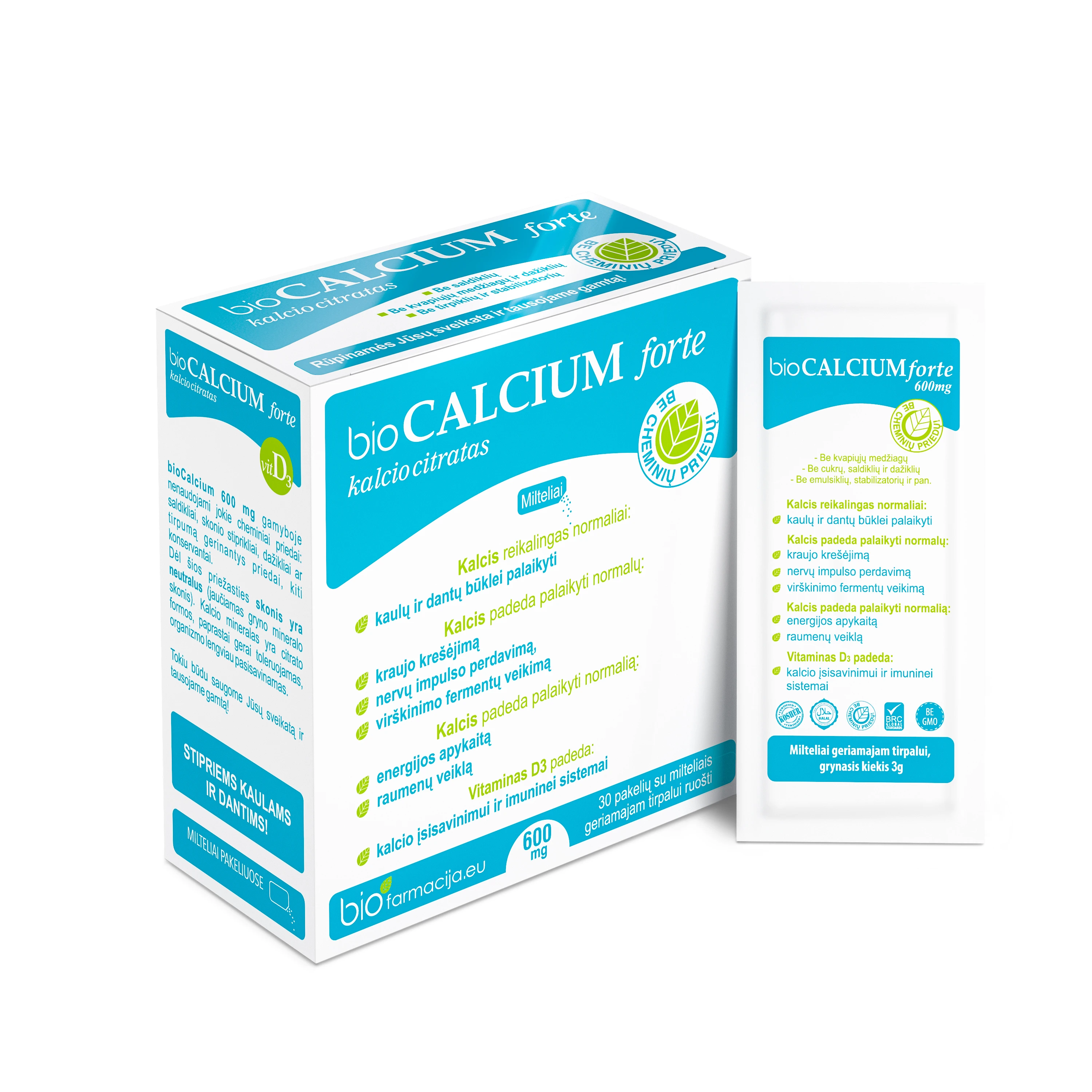 BIOFARMACIJA bioCALCIUM forte 600 mg, 30 pakelių