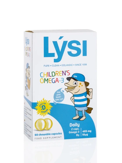 Lysi CHILDREN'S OMEGA-3 - kramtomosios kapsulės vaisių skonio vaikams, N60