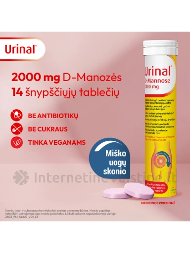 WALMARK URINAL D-Mannose 2000mg šnypščiančiųjų. tab. N14 | internetinevaistine.lt