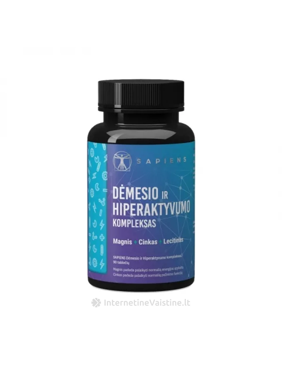 SAPIENS maisto papildas DĖMESIO IR HIPERAKTYVUMO KOMPLEKSAS, N90 | internetinevaistine.lt