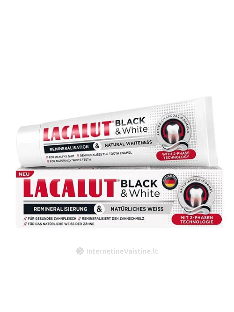LACALUT Black & White dantų pasta, 75 ml | internetinevaistine.lt